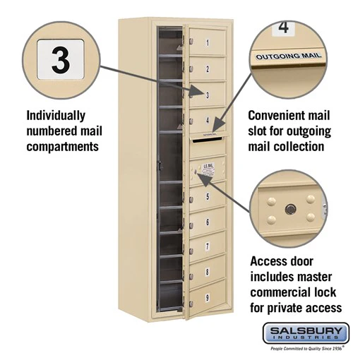 11 Door High Surface Mounted 4C Horizontal Mailbox with 9 Doors in Sandstone for Private Access - Image 2