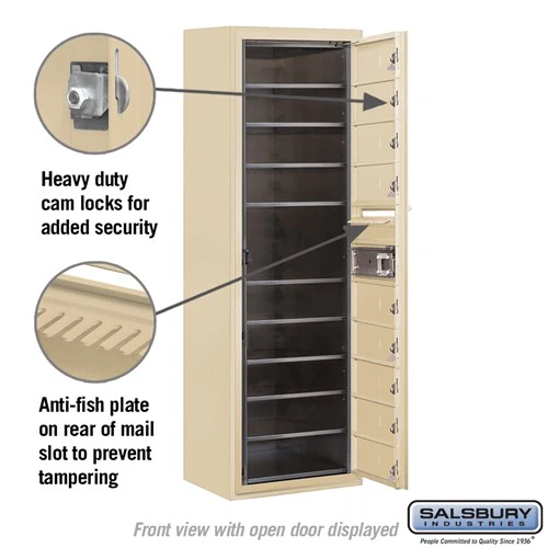 11 Door High Surface Mounted 4C Horizontal Mailbox with 9 Doors in Sandstone for Private Access - Image 3