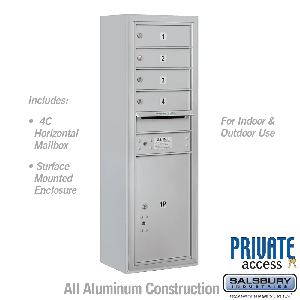 11 Door High Surface Mounted 4C Horizontal Mailbox with Parcel Locker and Private Access