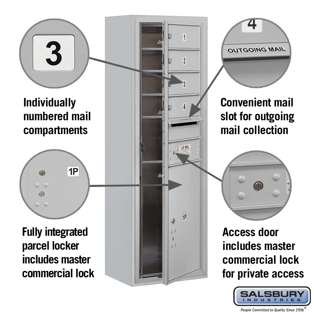 11 Door High Surface Mounted 4C Horizontal Mailbox with Parcel Locker and Private Access - Image 2