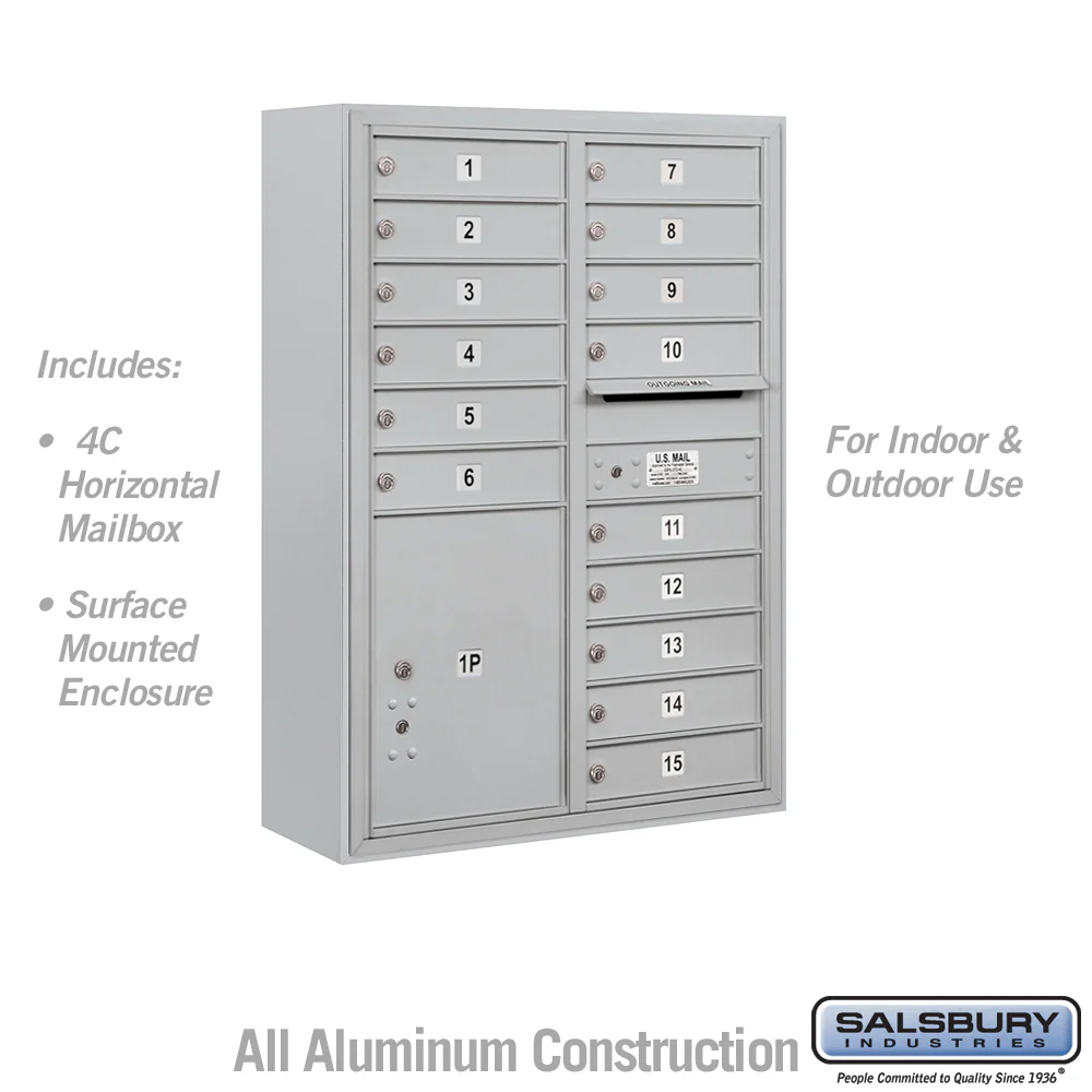 11 Door High Surface Mounted 4C Horizontal Mailbox with Parcel Locker and USPS Access
