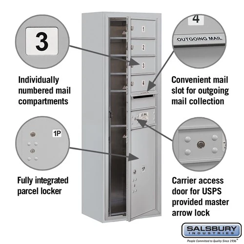 11 Door High Surface Mounted 4C Horizontal Mailbox with Parcel Locker in Aluminum - Image 2