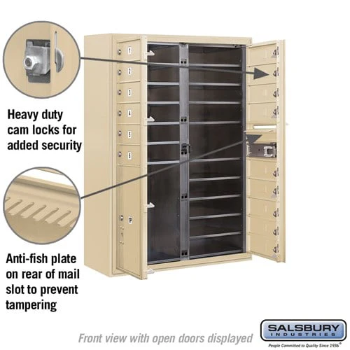 11 Door High Surface Mounted 4C Horizontal Mailbox with Parcel Locker in Sandstone - Image 3