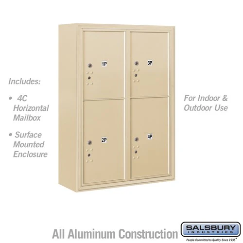 11 Door High Surface Mounted 4C Horizontal Mailbox with Parcel Locker in Sandstone - Image 5