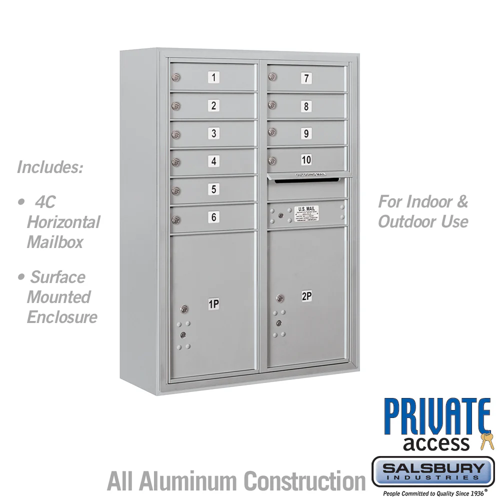 11 Door High Surface Mounted Parcel Locker with 4 Parcel Lockers in Aluminum for Private Access - Image 5