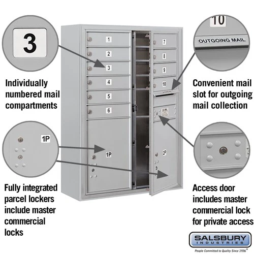 11 Door High Surface Mounted Parcel Locker with 4 Parcel Lockers in Aluminum for Private Access - Image 6