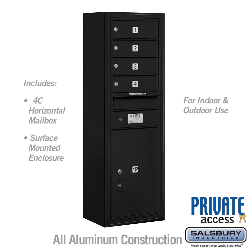 11-Door High Surface Mounted Mailbox with Parcel Locker in Black