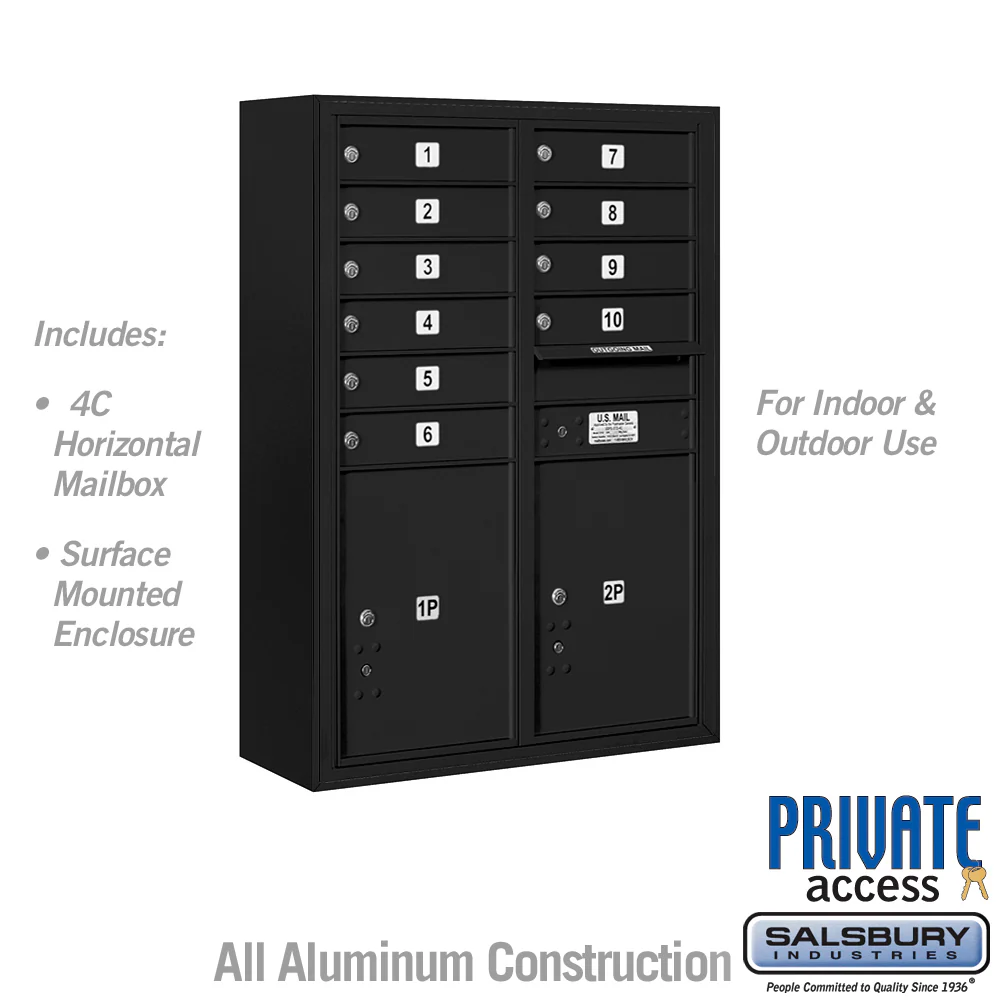 11-Door High Surface Mounted Mailbox with Parcel Locker in Black - Image 5