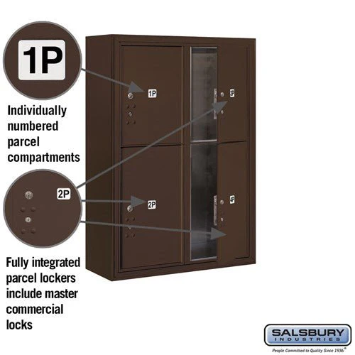 11-Door Surface Mounted Parcel Locker with 4 Parcel Lockers in Bronze - Image 2