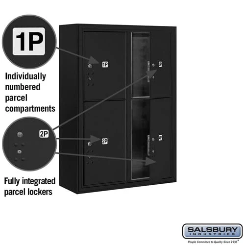 11 Door High Surface Mounted Parcel Locker with 4 Parcel Lockers in Black with USPS Access - Image 2