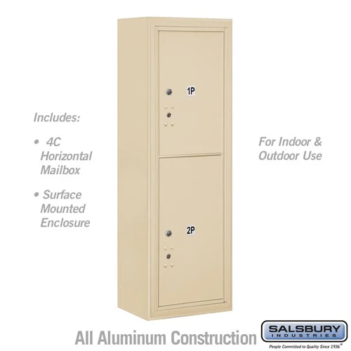11 Door High Surface Mounted 4C Horizontal Parcel Locker with 2 Parcel Lockers in Sandstone