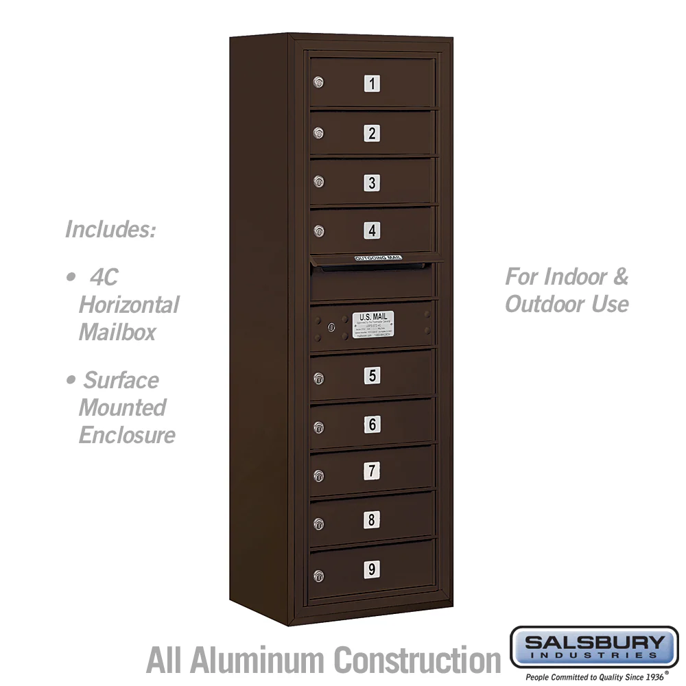 11-Door High Surface Mounted Bronze Mailbox with USPS Access