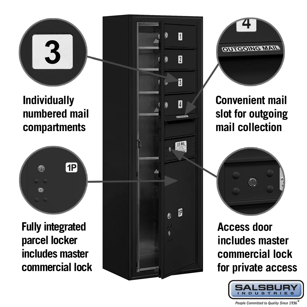 11-Door High Surface Mounted Mailbox with Parcel Locker in Black - Image 2