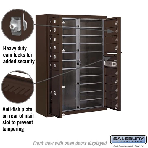 11 Door High Surface Mounted Mailbox with Parcel Locker in Bronze - Image 3