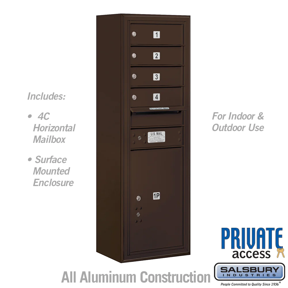 11-Door High Surface Mounted Mailbox with Parcel Locker in Bronze