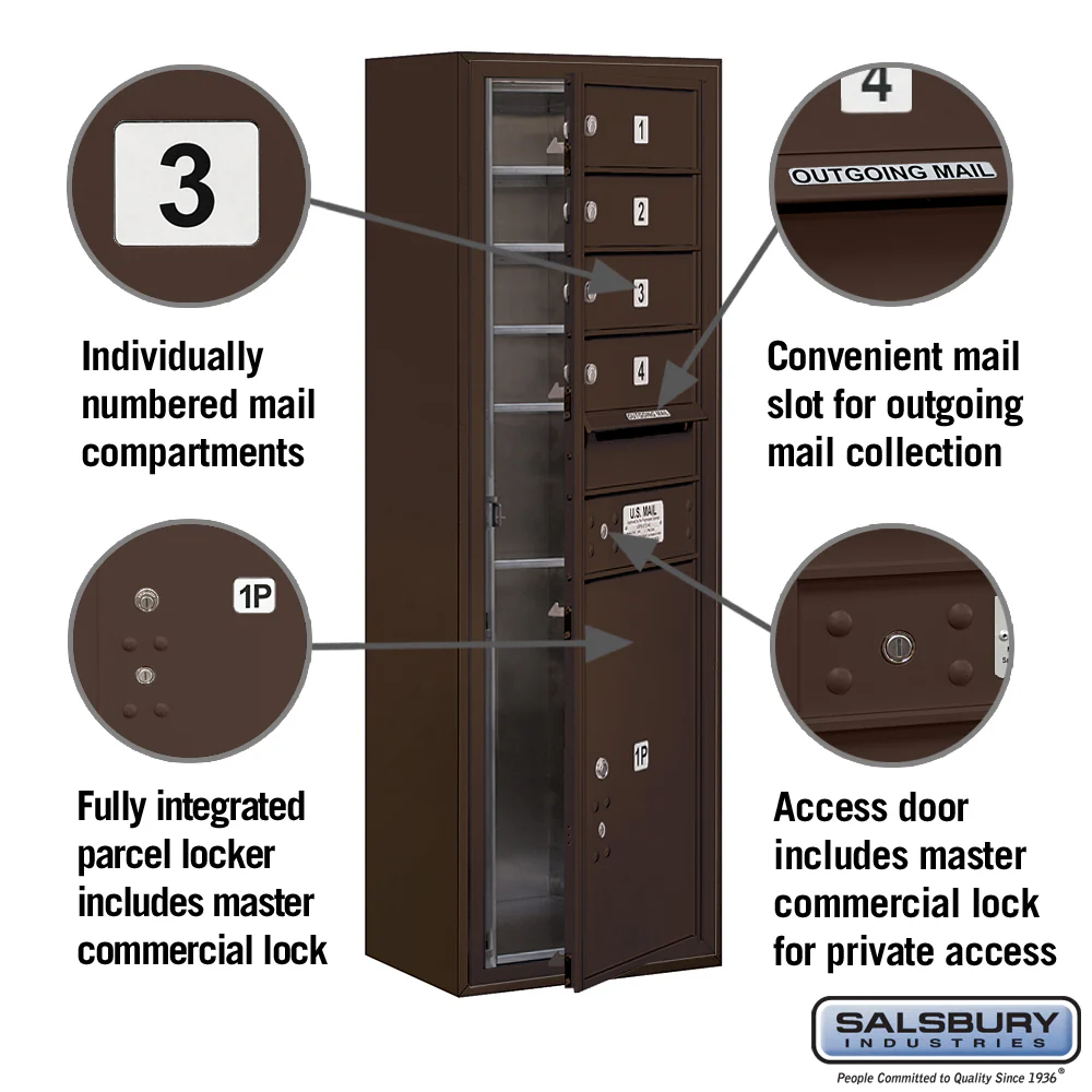 11-Door High Surface Mounted Mailbox with Parcel Locker in Bronze - Image 2