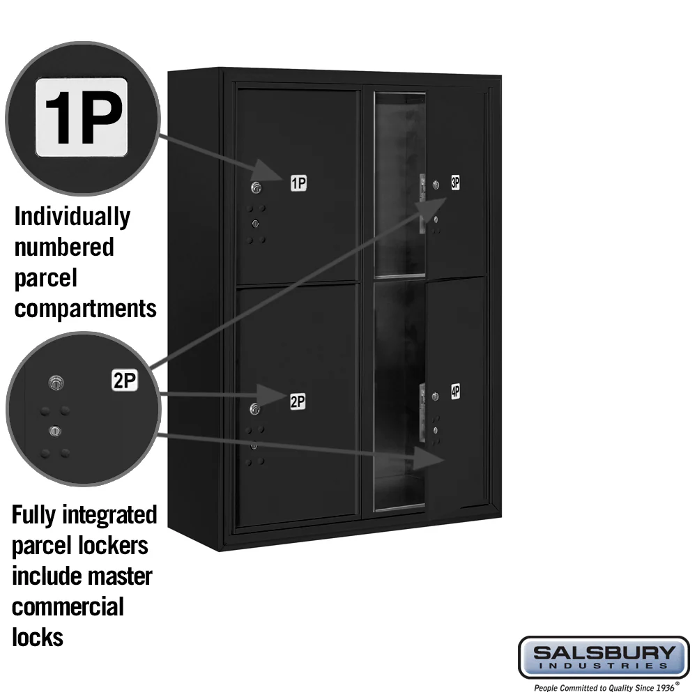 11-Door High Surface Mounted Parcel Locker with 4 Parcel Compartments in Black - Image 2