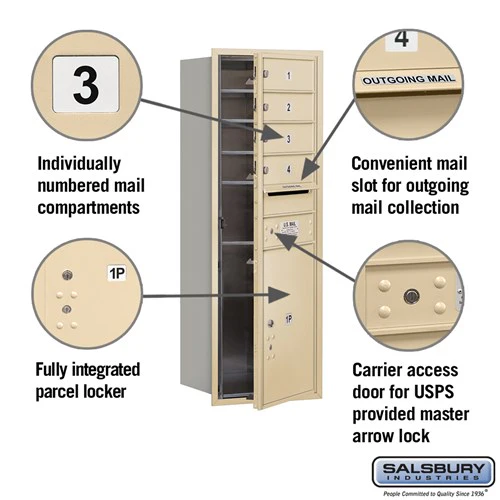 11-Door Recessed Mounted Mailbox with Parcel Locker in Sandstone - Image 2
