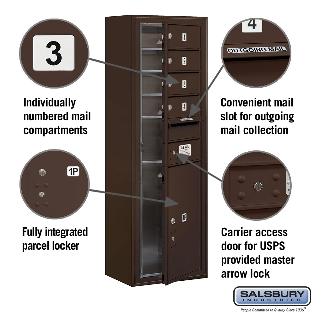 11-Door Surface Mounted Bronze Mailbox with Parcel Locker - Image 2