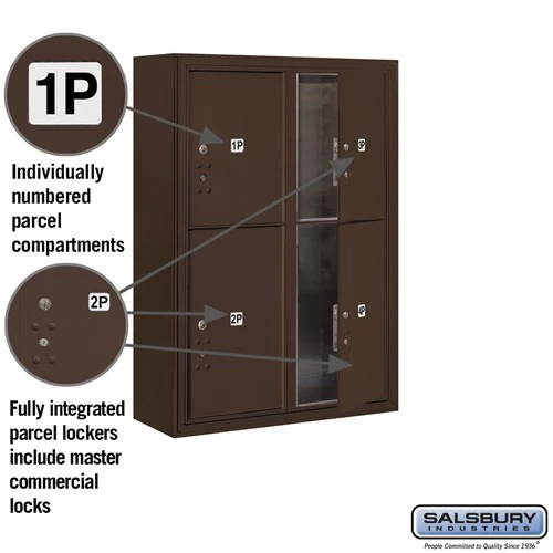 11-Door Surface Mounted Parcel Locker with 4 Parcel Lockers in Bronze - Image 2