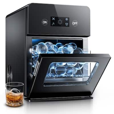 12.6 in. 22 lbs. Whiskey Ball Shaped Cocktail Ice Portable Countertop Ice Maker in Black with Auto-Cleaning