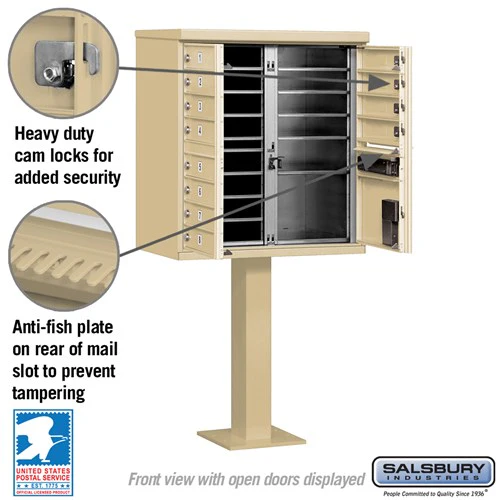 12-Door Cluster Box Unit with Parcel Locker in Sandstone - Image 3