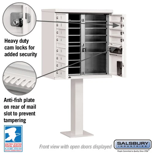 12-Door Cluster Box Unit with Parcel Locker in White with USPS Access - Image 3