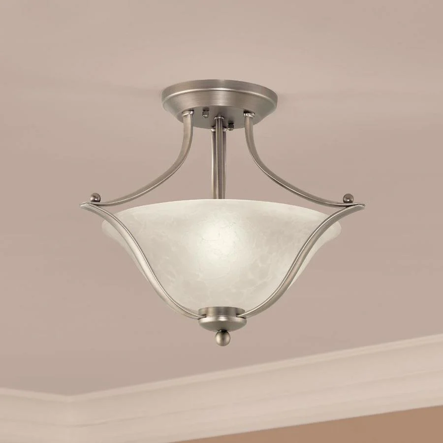 Portfolio 17.32-in Brushed Nickel Traditional Semi-Flush Mount Light - Image 4