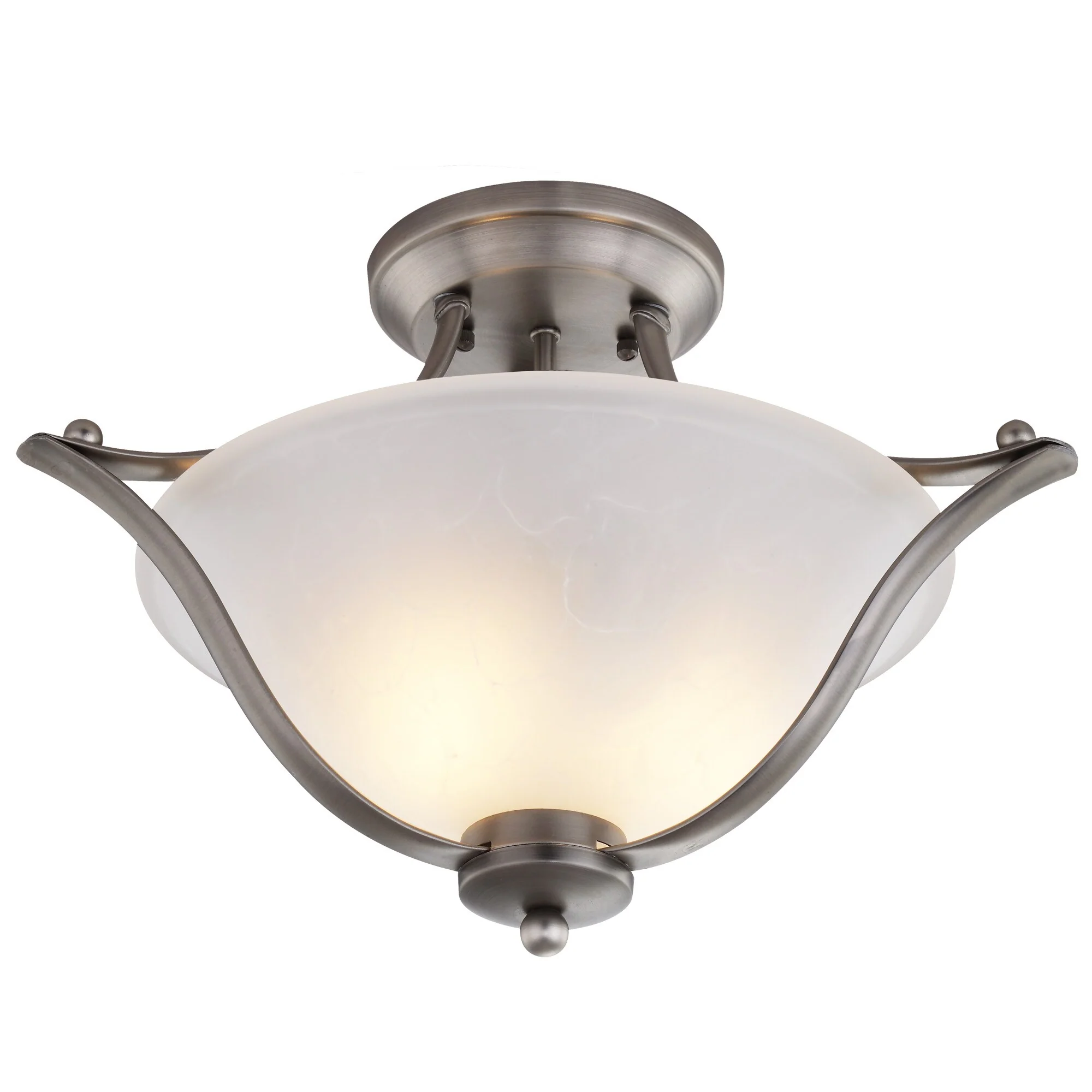 Portfolio 17.32-in Brushed Nickel Traditional Semi-Flush Mount Light - Image 7