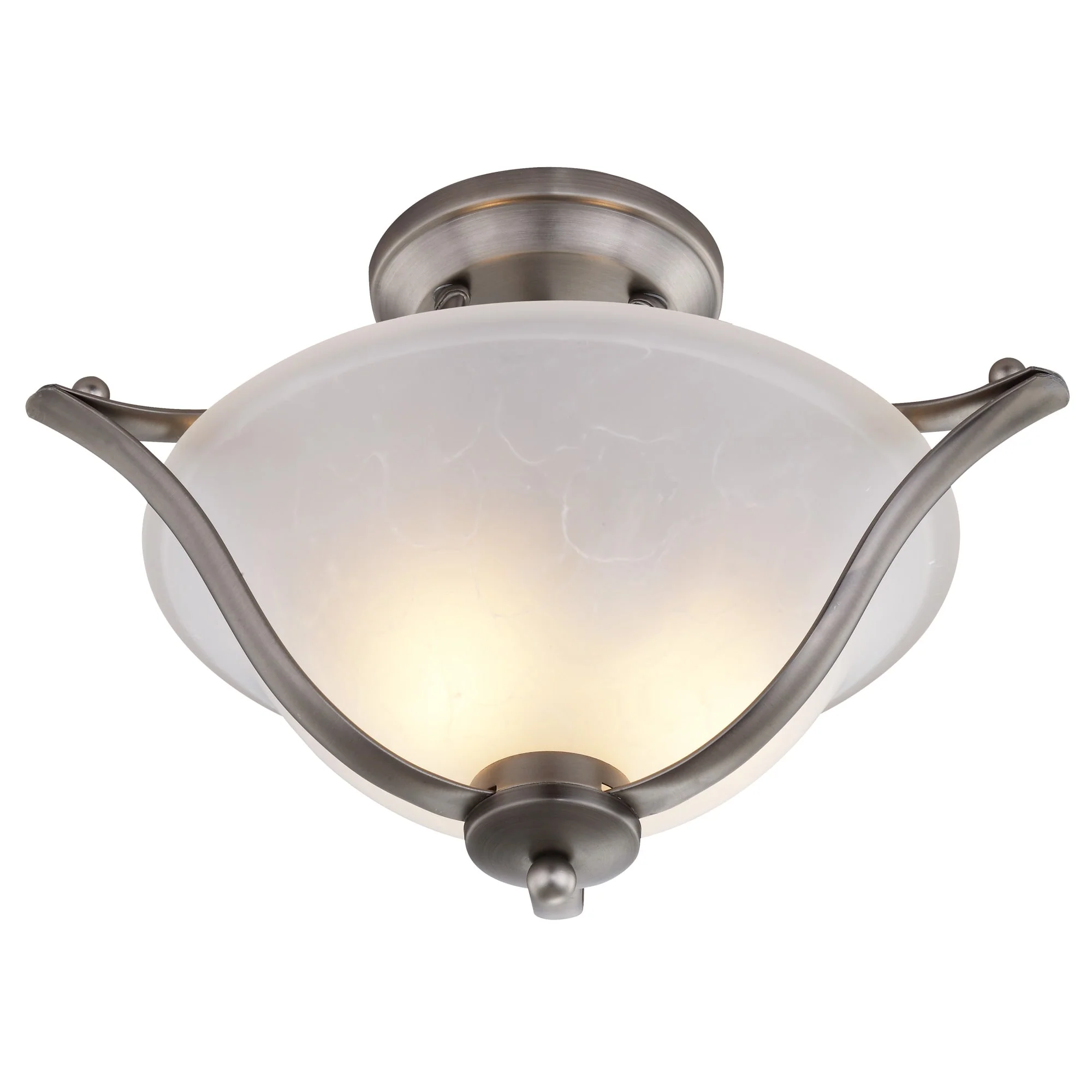 Portfolio 17.32-in Brushed Nickel Traditional Semi-Flush Mount Light - Image 8