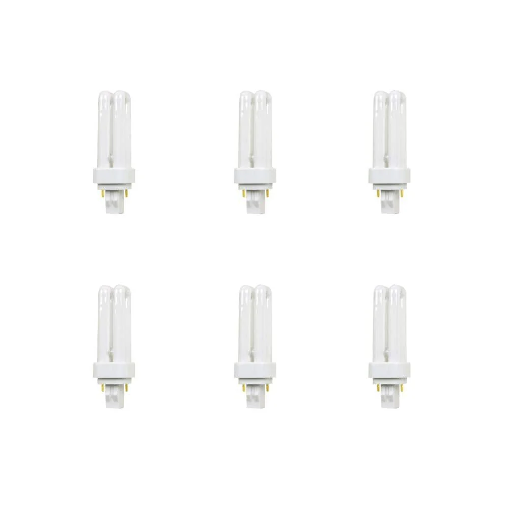 13W Equiv PL CFLNI Quad Tube 2-Pin Plug-in GX23-2 Base Compact Fluorescent CFL Light Bulb, Cool White 4100K (6-Pack)