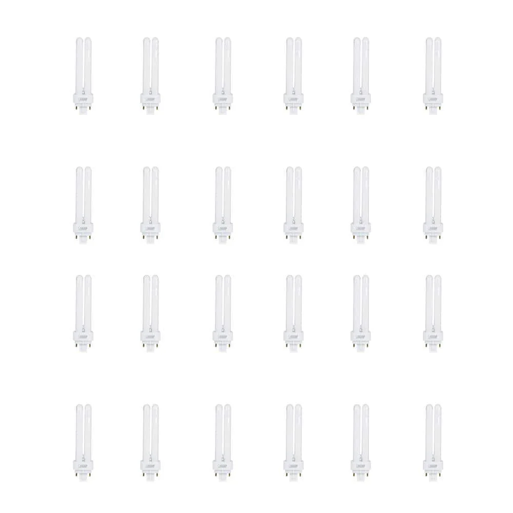 13W Equiv PL CFLNI Quad Tube 4-Pin Plug-in G24Q-1 Base Compact Fluorescent CFL Light Bulb, Cool White 4100K (24-Pack)