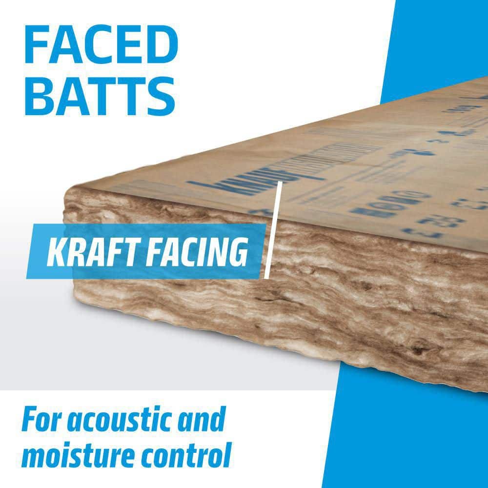Knauf Insulation R-13 EcoBatt Kraft Faced Fiberglass Insulation Batt, 3-1/2 in. x 15 in. x 93 in., 116.25 sq. ft. Coverage - Image 3