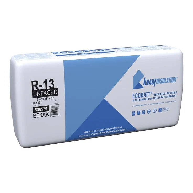 Knauf Insulation EcoBatt R-13 Unfaced Fiberglass Insulation Batts, 3-1/2 in. x 23 in. x 93 in., 163.4 sq. ft. - Image 2