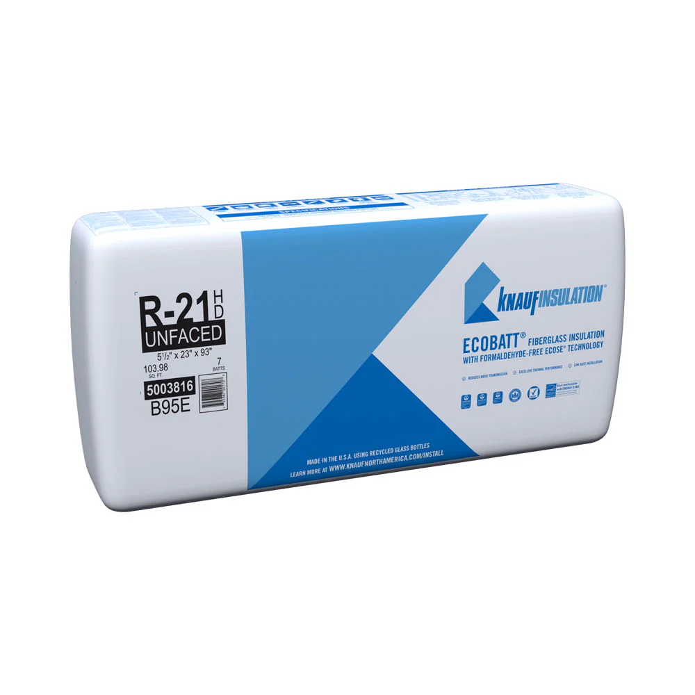 Knauf Insulation EcoBatt R-21 HD Kraft-Faced Fiberglass Insulation Batts, 5-1/2 in. x 23 in. x 93 in., 103.98 sq. ft. - Image 2