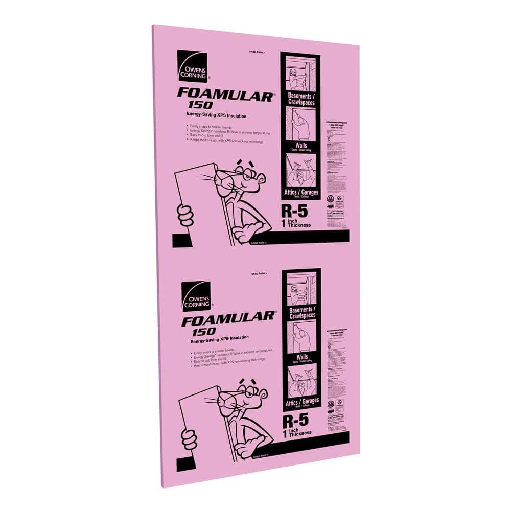 Owens Corning R-5 (15 PSI) FOAMULAR 150 1 in. x 4 ft. x 8 ft. Extruded Polystyrene Foam Board Insulation – Tongue & Groove Edge - Image 6