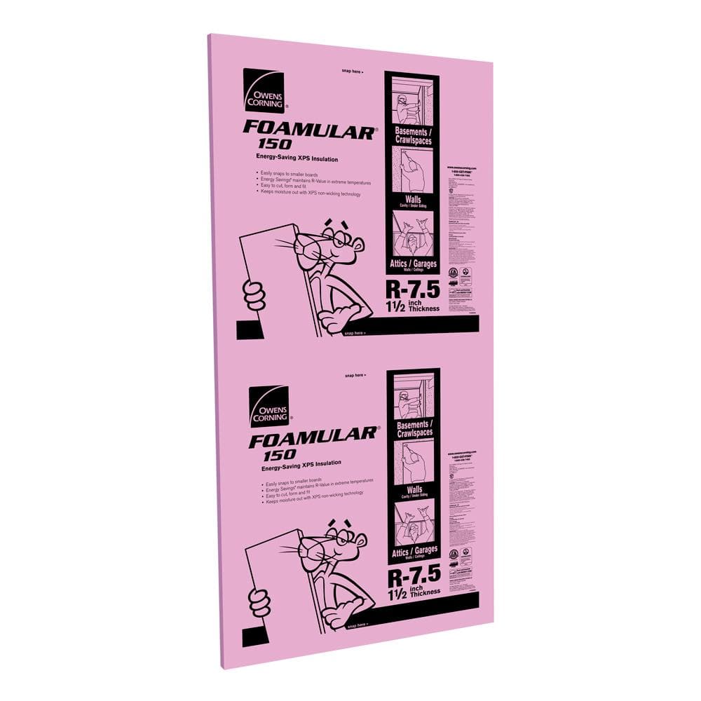 Owens Corning® FOAMULAR® 150 XPS Foam Board Insulation, R-7.5, 1-1/2 in x 4 ft x 8 ft, Scored Square Edge (15 PSI) - Image 6
