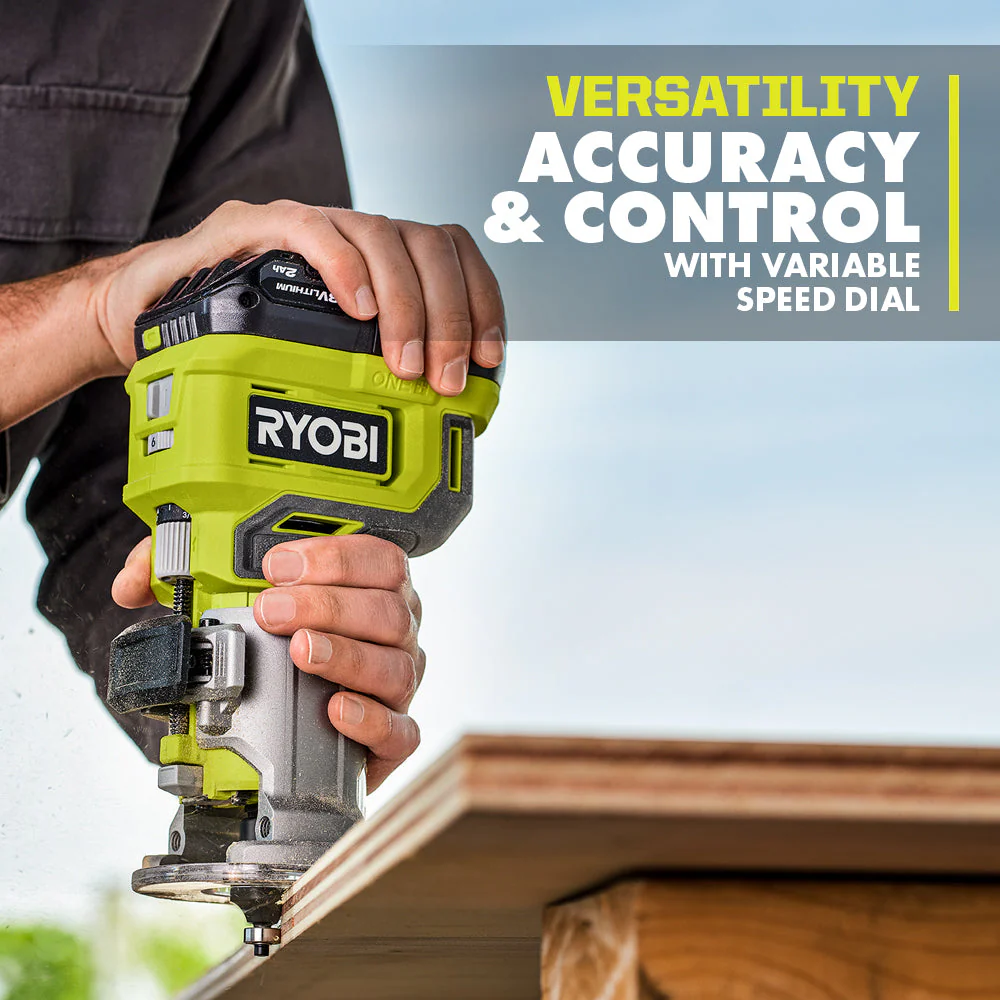 18-Volt ONE+ Cordless Fixed Base Trim Router with Roundover Router Bit Set (4-Piece) - Image 3