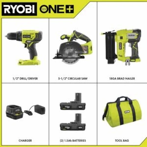 18-Volt ONE+ Lithium-Ion Cordless 2-Tool Combo Kit with Drill/Driver, Circular Saw, AirStrike 18-Gauge Brad Nailer - Image 2