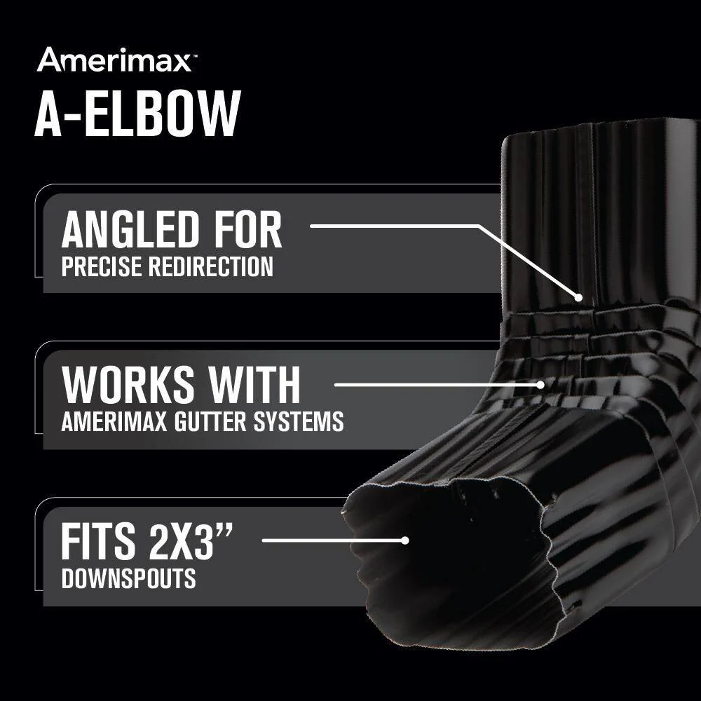 2 in. x 3 in. Black Aluminum Downspout A-Elbow - Image 2