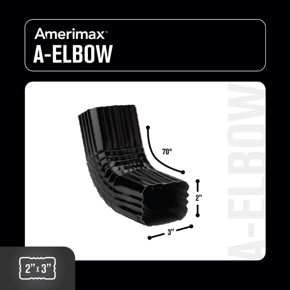 2 in. x 3 in. Black Aluminum Downspout A-Elbow - Image 4