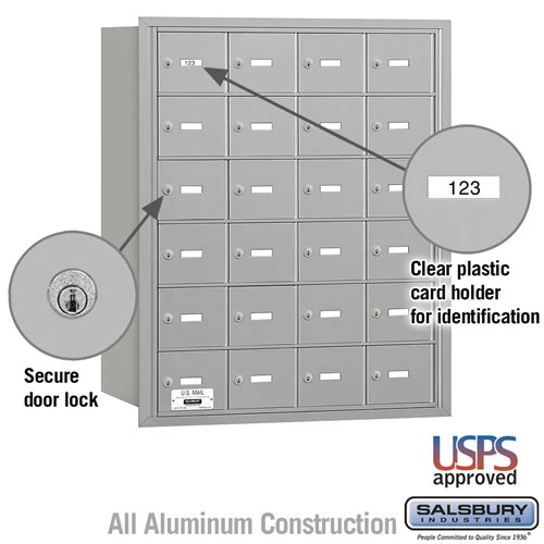 24-Door Rear-Loading Aluminum Mailbox with USPS Approval - Image 2