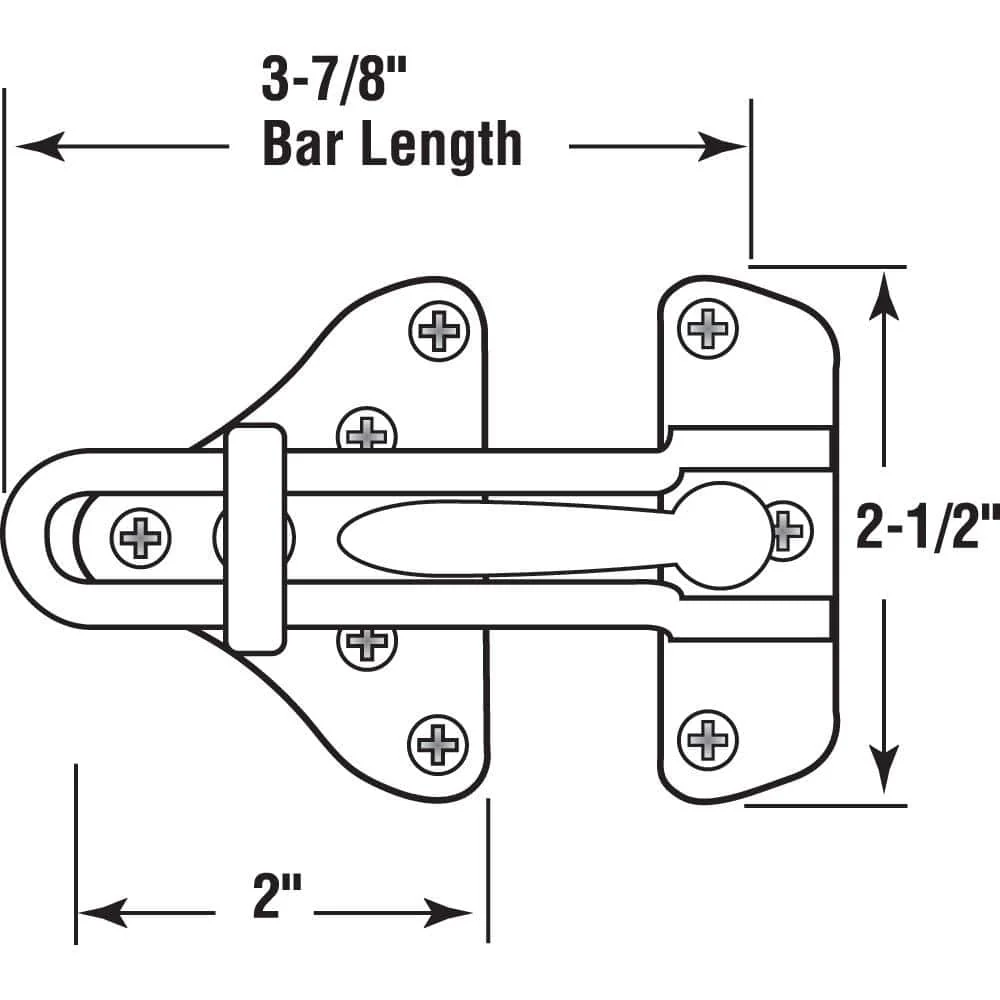 3-7/8 in. Hinged Bar Lock High Security Door Guard, Diecast Zinc, Satin Nickel Plated Finish - Image 2