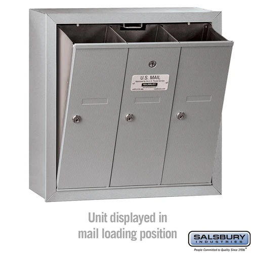 3-Door Aluminum Vertical Mailbox - Surface Mounted - USPS Approved - Image 3