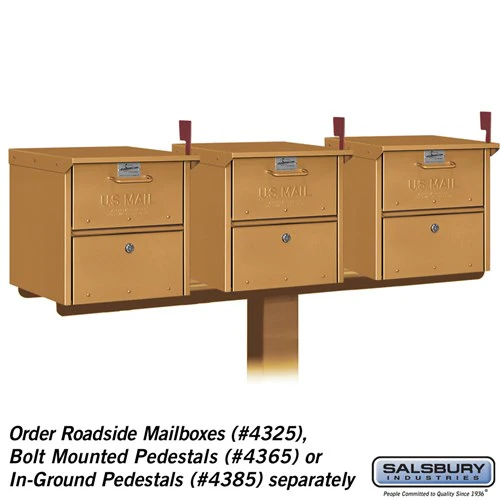 3-Wide Mailbox Spreader for Designer Roadside Mailboxes, Brass - Image 3