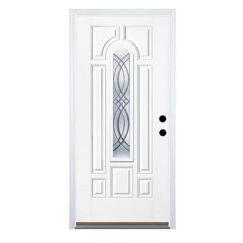 Therma-Tru Benchmark Doors TerraCourt 36-in x 80-in Fiberglass Center Arch Lite Left-Hand Inswing Ready to Paint Unfinished Prehung Single Front Door with Brickmould - Image 5
