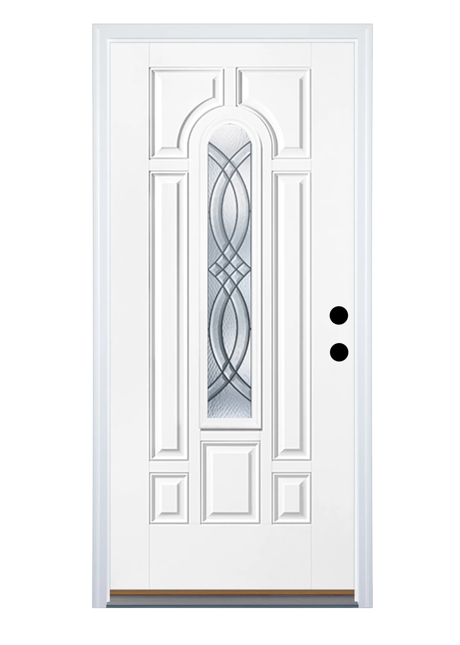 Therma-Tru Benchmark Doors TerraCourt 36-in x 80-in Fiberglass Center Arch Lite Left-Hand Inswing Ready to Paint Unfinished Prehung Single Front Door with Brickmould - Image 6