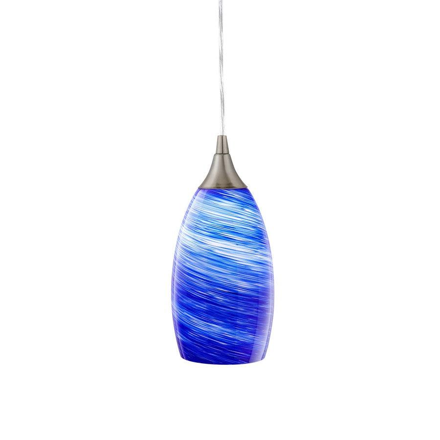 Portfolio 7.75-in H x 4.63-in W Sapphire Fury Art Glass Pendant Light Shade