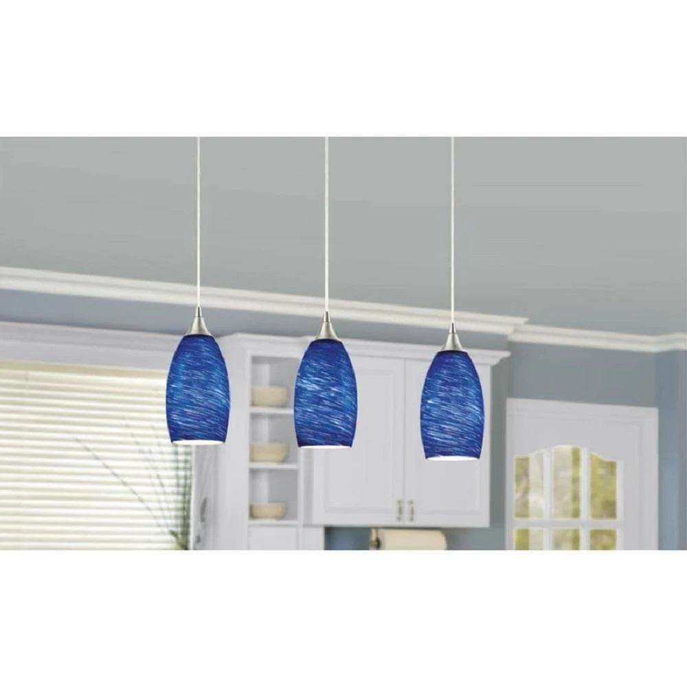 Portfolio 7.75-in H x 4.63-in W Sapphire Fury Art Glass Pendant Light Shade - Image 8