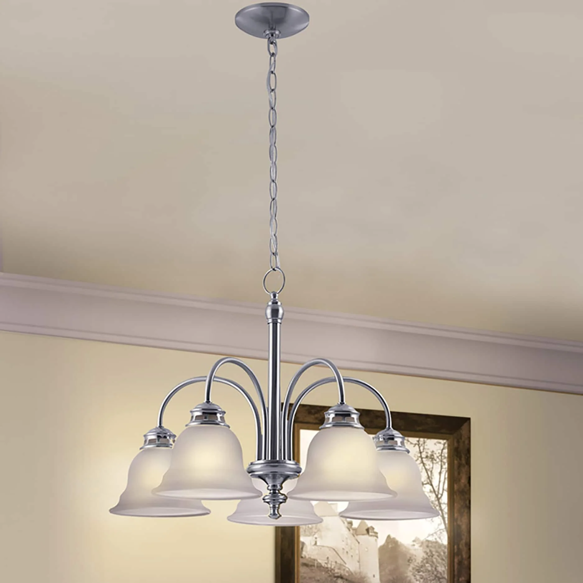Project Source Fallsbrook 5-Light Brushed Nickel Traditional Chandelier, 22.44-in W x 16.54-in H - Image 18